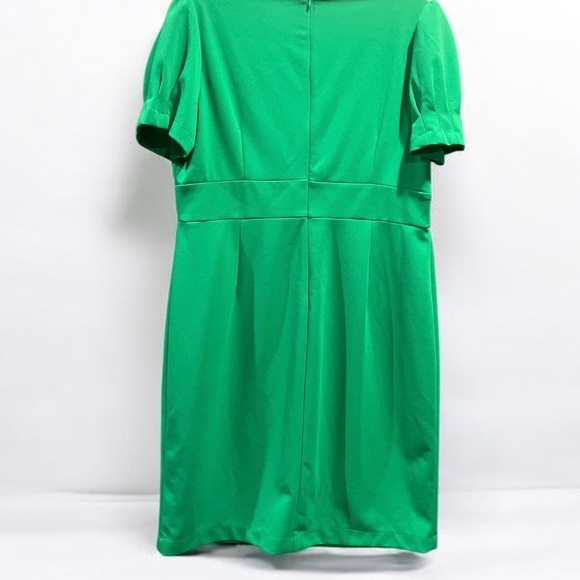 DKNY Puff-Sleeve V Neck Sheath Dress Vibrant Kelly Green Women's Size 16 - Picture 3 of 10